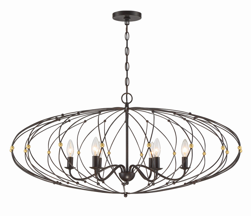 Crystorama Crystorama Zucca 6 Light English Bronze + Antique Gold Chandelier