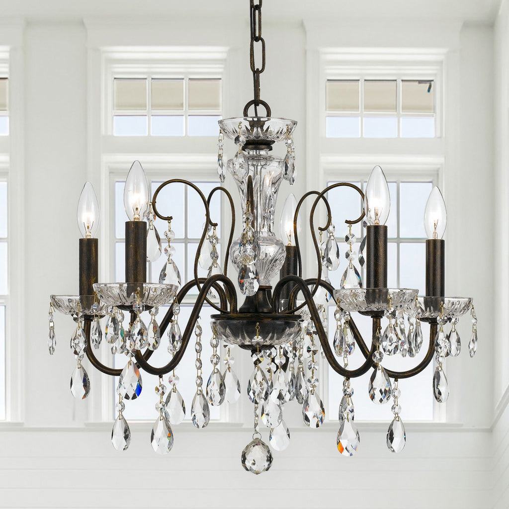 Crystorama Crystorama Butler 5 Light Hand Cut Crystal English Bronze Chandelier