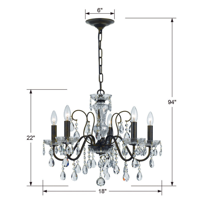 Crystorama Crystorama Butler 5 Light Spectra Crystal English Bronze Chandelier