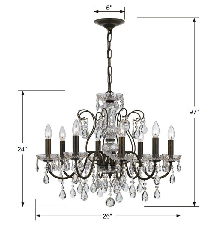 Crystorama Crystorama Butler 8 Light Spectra Crystal English Bronze Chandelier