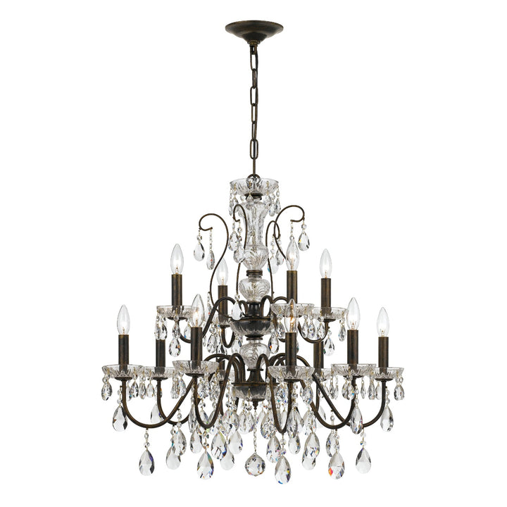 Crystorama Crystorama Butler 12 Light Hand Cut Crystal English Bronze Chandelier