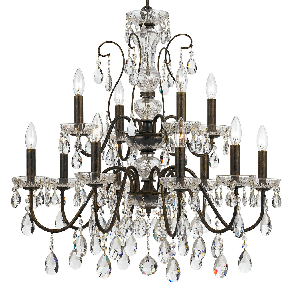 Crystorama Crystorama Butler 12 Light Hand Cut Crystal English Bronze Chandelier