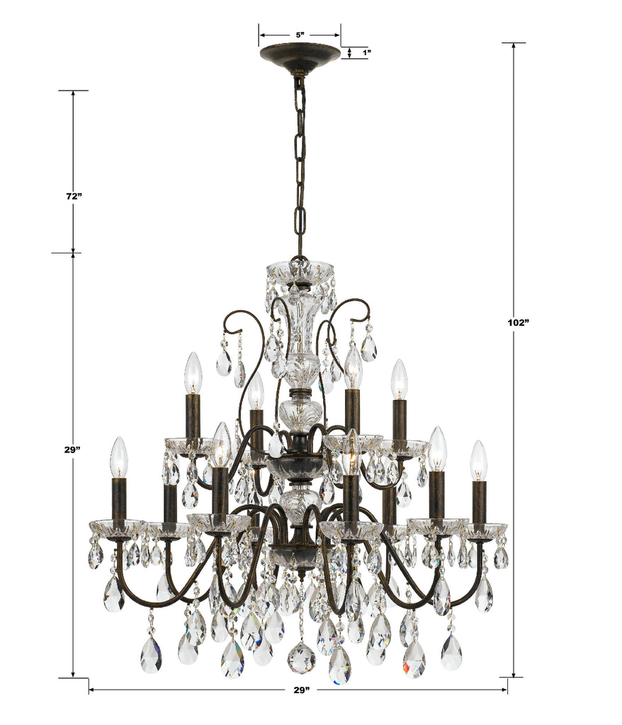 Crystorama Crystorama Butler 12 Light Hand Cut Crystal English Bronze Chandelier