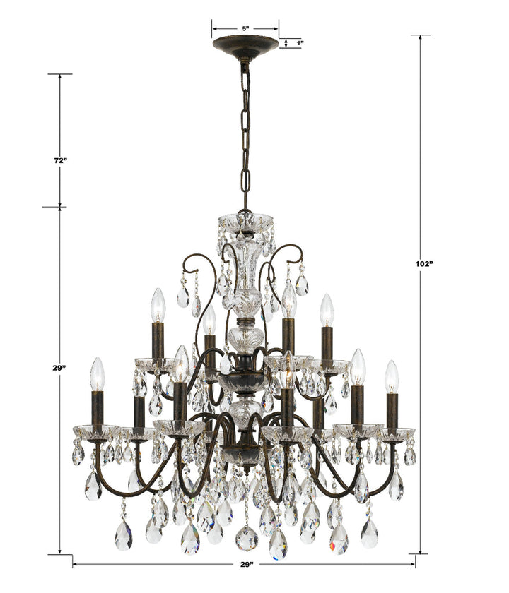 Crystorama Crystorama Butler 12 Light Hand Cut Crystal English Bronze Chandelier
