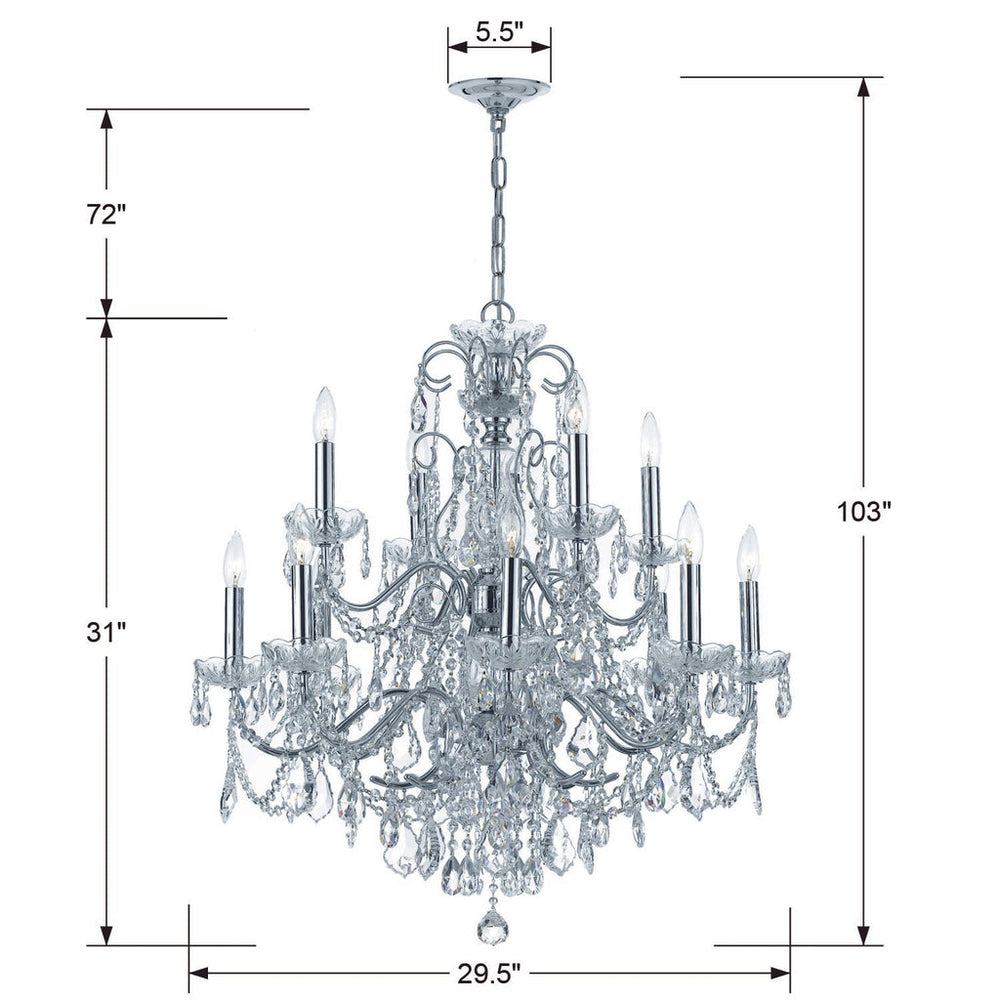 Crystorama Crystorama Imperial 12 Light Swarovski Strass Crystal Polished Chrome Chandelier
