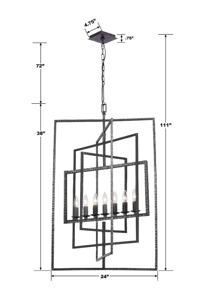 Crystorama Crystorama Capri 7 Light Raw Steel Chandelier