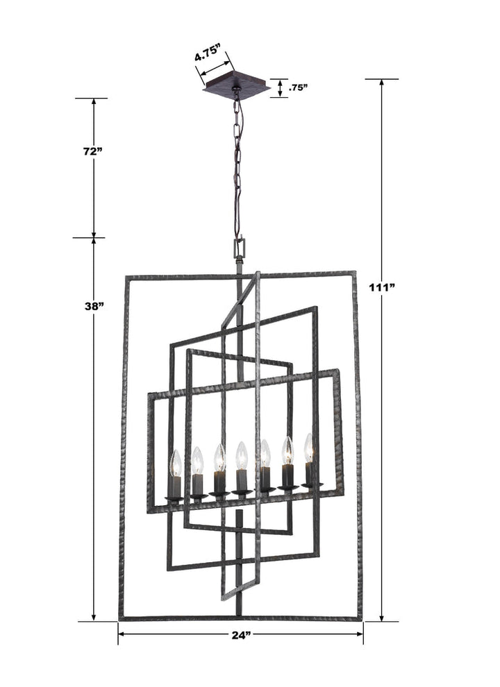 Crystorama Crystorama Capri 7 Light Raw Steel Chandelier