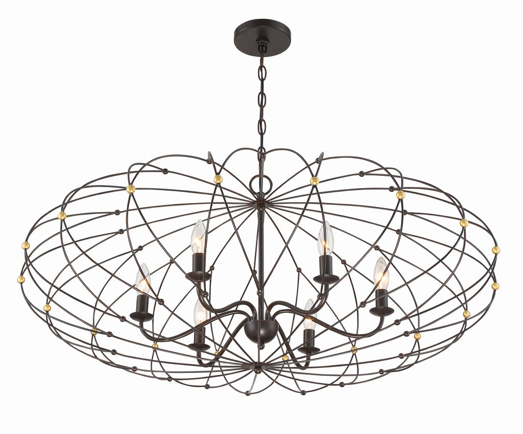 Crystorama Crystorama Zucca 6 Light English Bronze + Antique Gold Chandelier