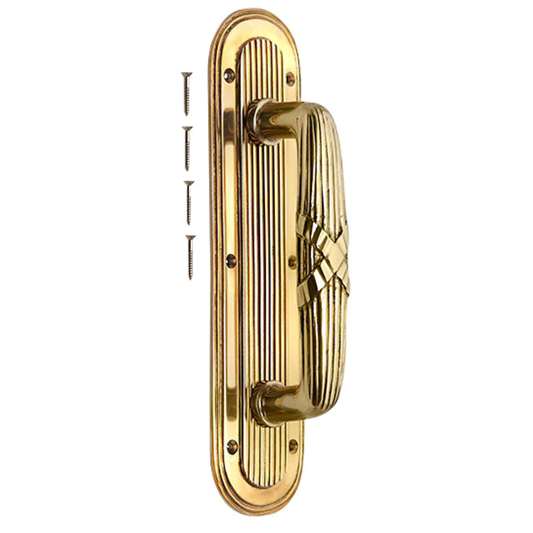 10 1/2 Inch Art Deco Style Door Pull and Plate COPPER MOUNTAIN HARDWARE