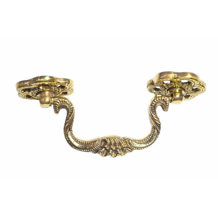 4 1/2 Inch Beaded Victorian Bail Pull with Roped Floral Mount (Polished Brass) COPPER MOUNTAIN HARDWARE