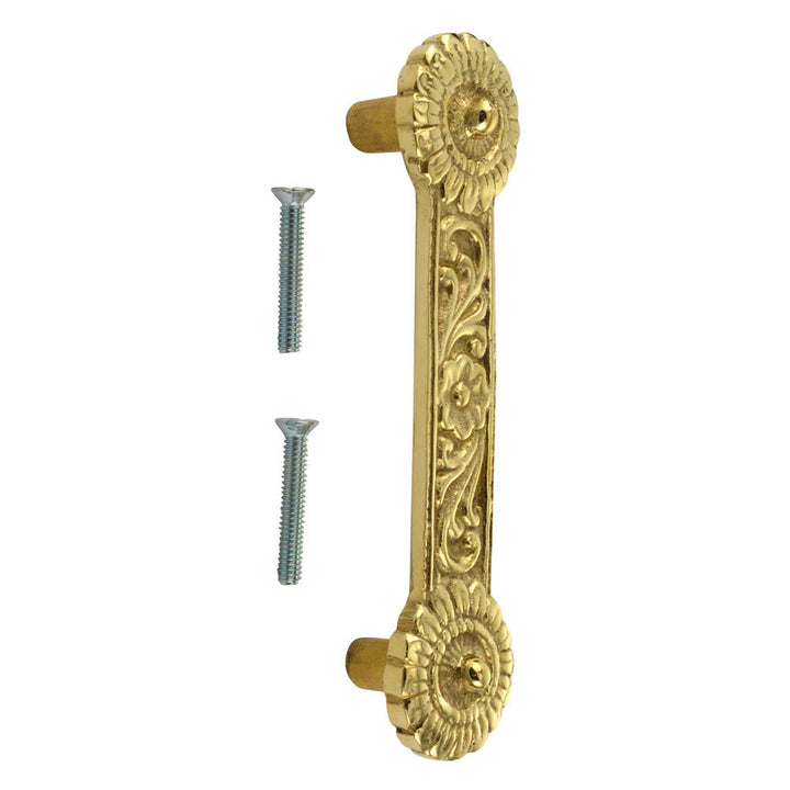 4 1/4 Inch Overall (3 3/8 Inch c-c) Solid Brass Unique Circle Pull Handle
