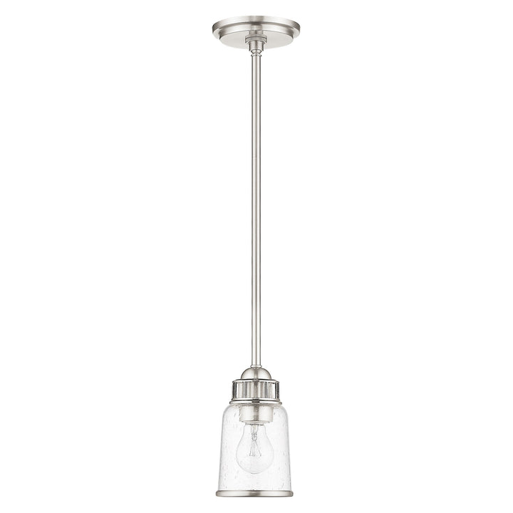 1 Light Brushed Nickel Single Pendant Pendant Livex