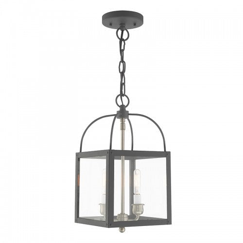 2 Light Scandinavian Gray Convertible Single Pendant/Ceiling Mount Pendant Livex