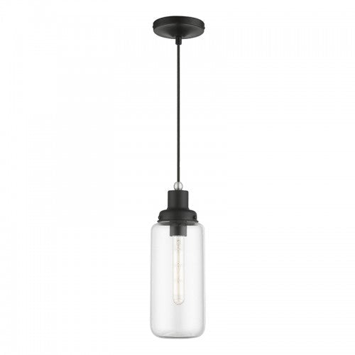 1 Light Black with Brushed Nickel Accent Mini Pendant Pendant Livex