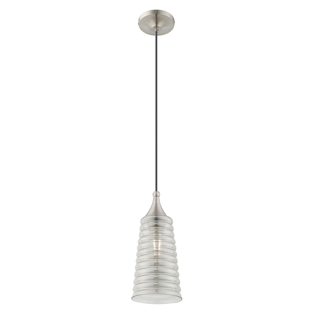 1 Light Brushed Nickel Single Pendant Pendant Livex