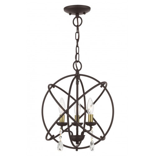 3 Light Bronze Convertible Chandelier / Semi Flush Livex