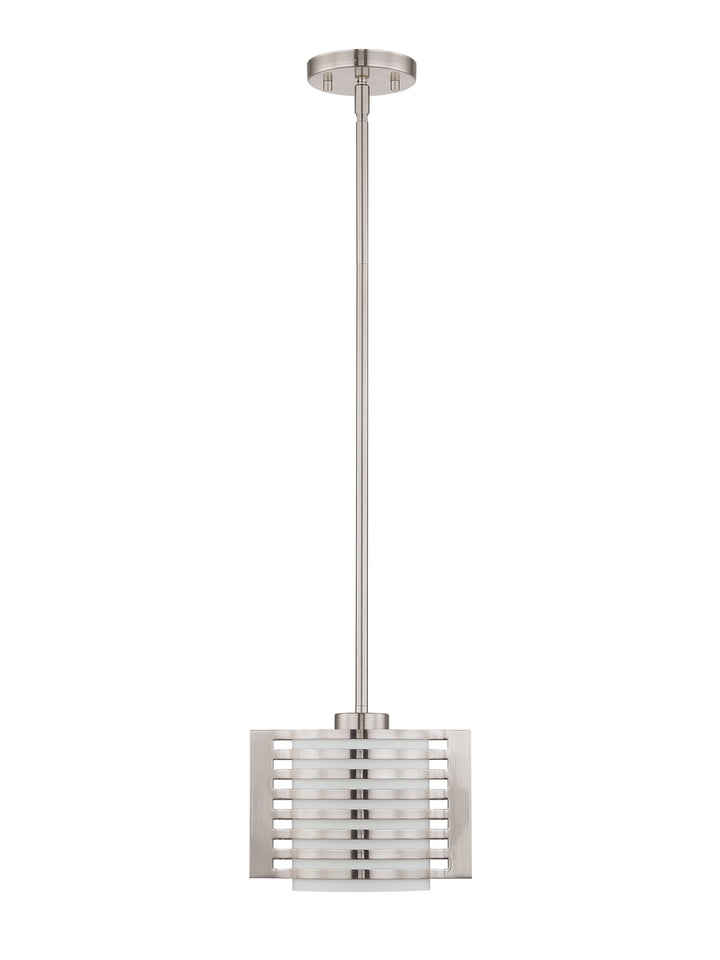 1 Light Brushed Nickel Single Pendant Pendant Livex