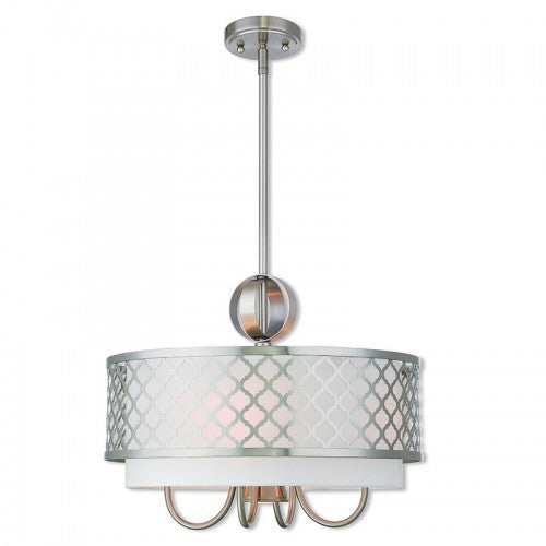 5 Light Brushed Nickel Pendant Chandelier Livex