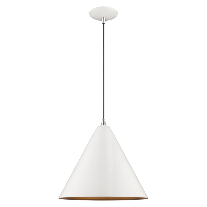 1 Light Shiny White Single Pendant Pendant Livex