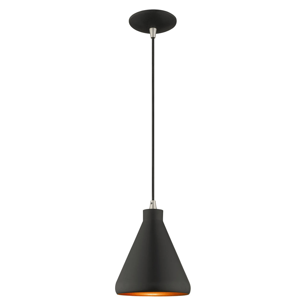 1 Light Black Single Pendant Pendant Livex