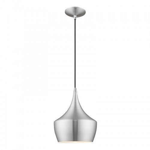 1 Light Brushed Aluminum Single Pendant Pendant Livex