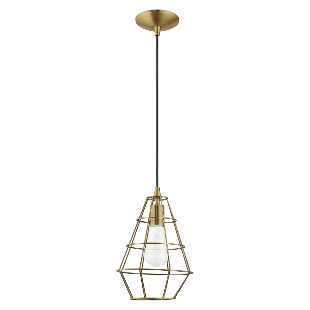 1 Light Antique Brass Single Pendant Pendant Livex