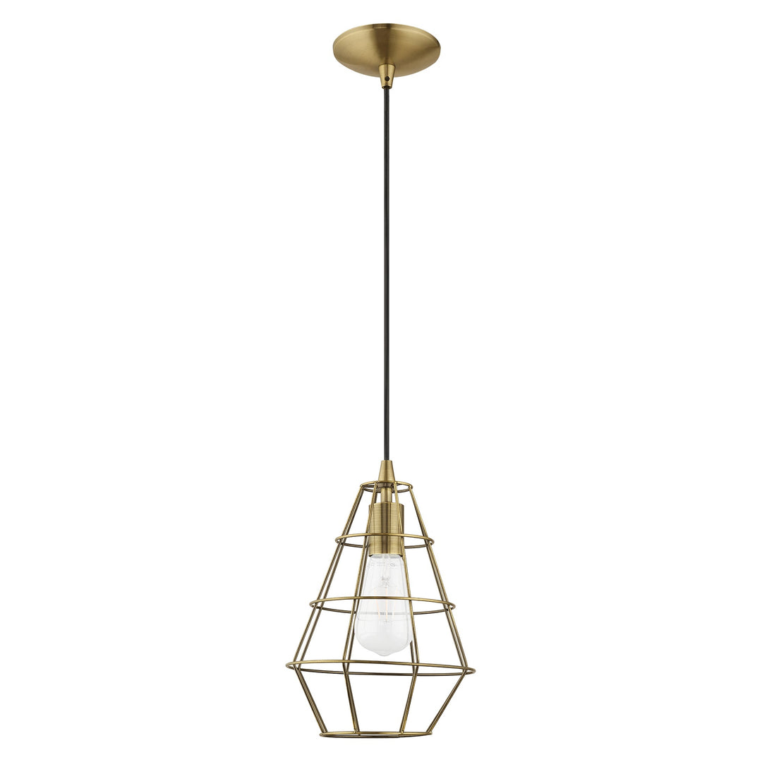 1 Light Antique Brass Single Pendant Pendant Livex