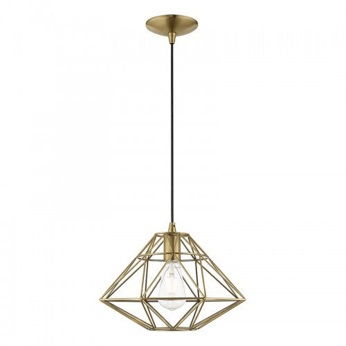 1 Light Antique Brass Single Pendant Pendant Livex