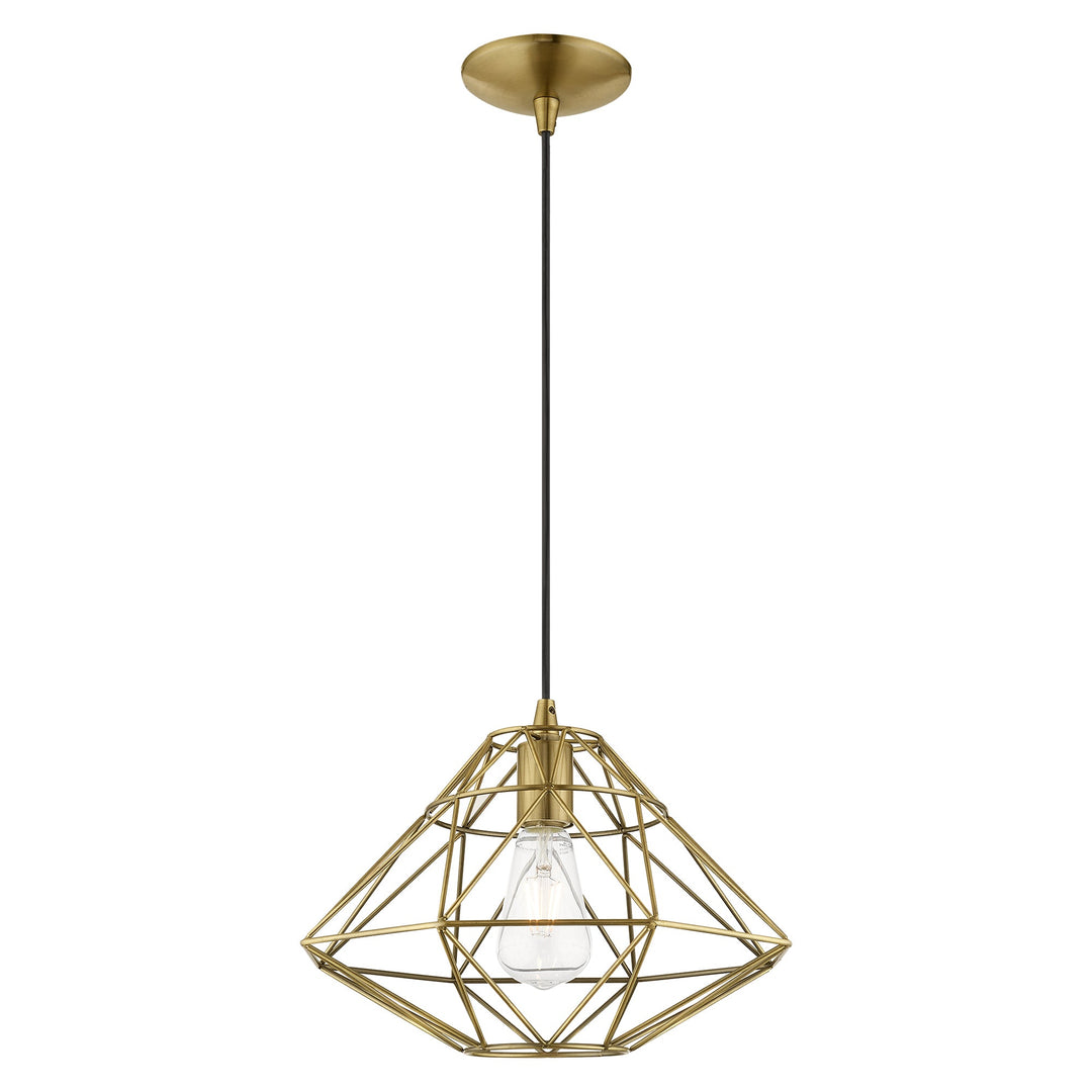 1 Light Antique Brass Single Pendant Pendant Livex