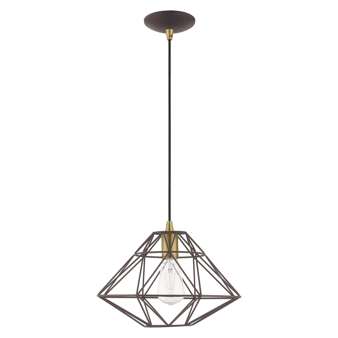 1 Light Bronze Single Pendant Pendant Livex
