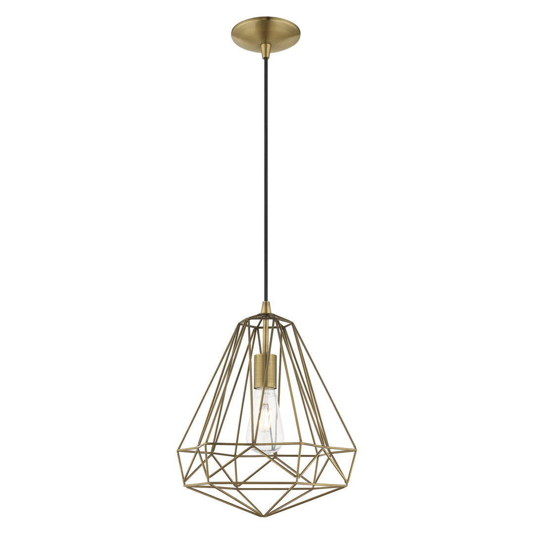 1 Light Antique Brass Single Pendant Pendant Livex