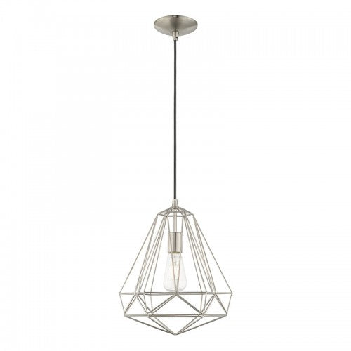 1 Light Brushed Nickel Single Pendant Pendant Livex