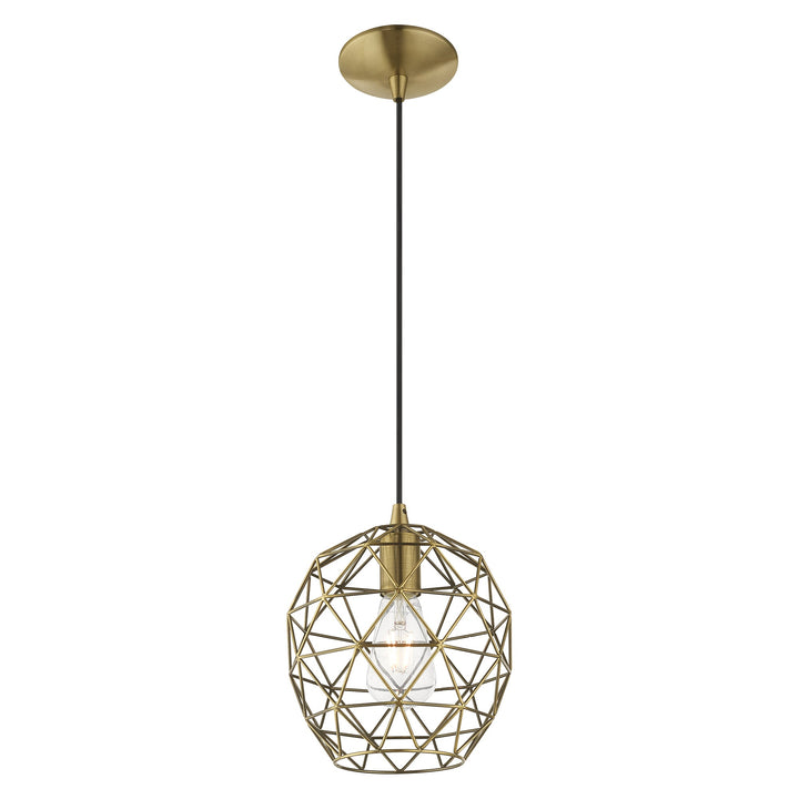 1 Light Antique Brass Single Pendant Pendant Livex