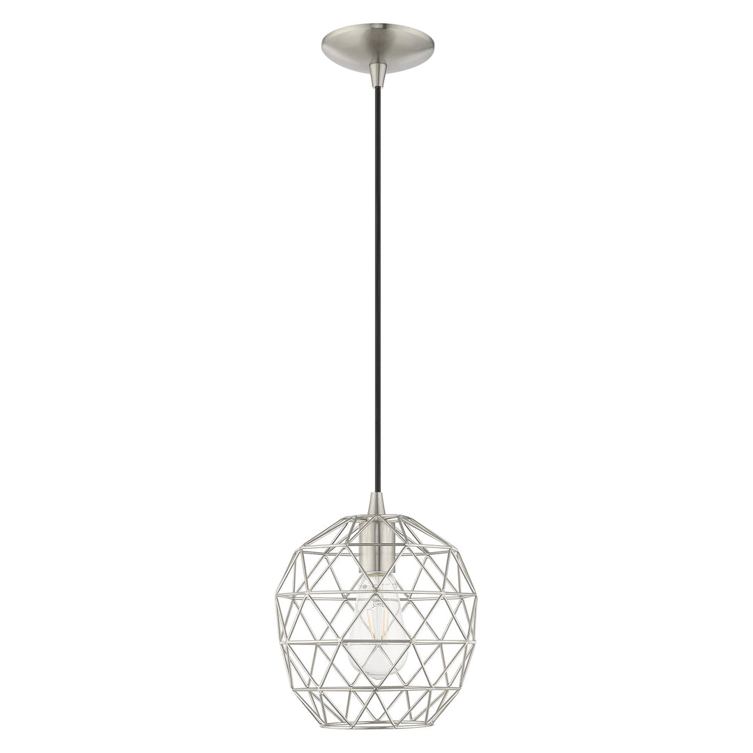 1 Light Brushed Nickel Single Pendant Pendant Livex