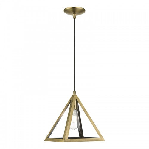 1 Light Antique Brass Pendant Pendant Livex