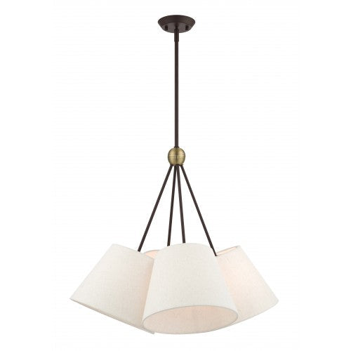 4 Light Bronze Shaded Chandelier Livex