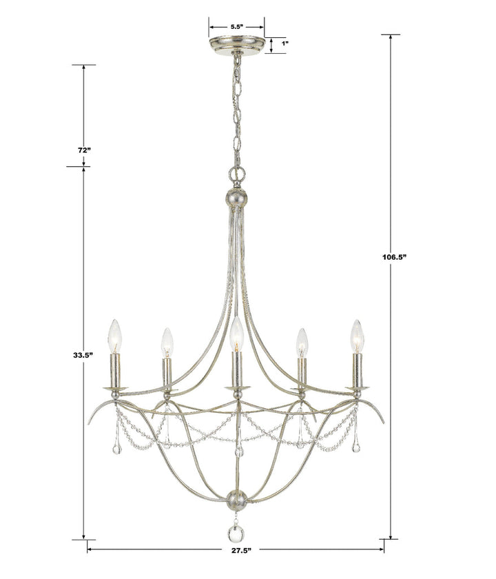 Crystorama Crystorama Metro 5 Light Crystal Beads Antique Silver Chandelier