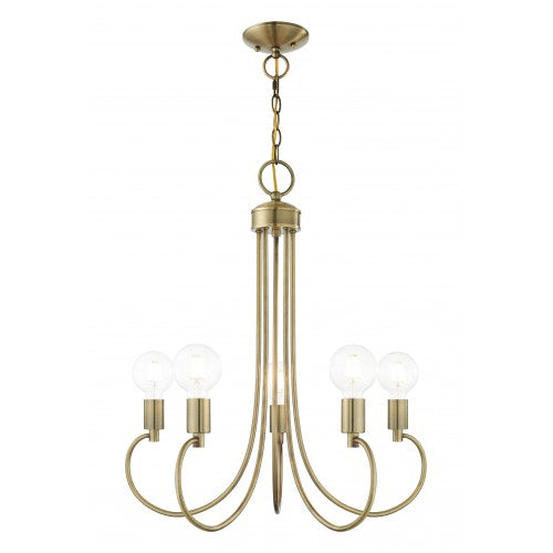 5 Light Antique Brass Chandelier Livex