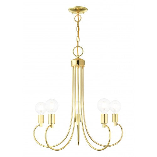 5 Light Polished Brass Chandelier Livex