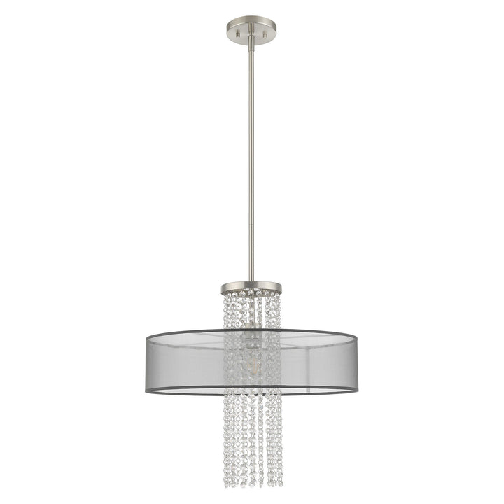 1 Light Brushed Nickel Pendant Chandelier Livex