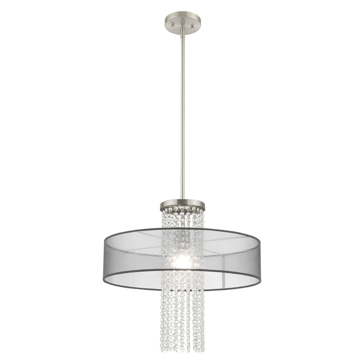 1 Light Brushed Nickel Pendant Chandelier Livex