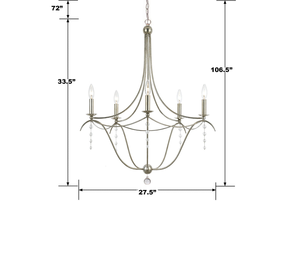 Crystorama Crystorama Metro 5 Light Crystal Antique Silver Chandelier