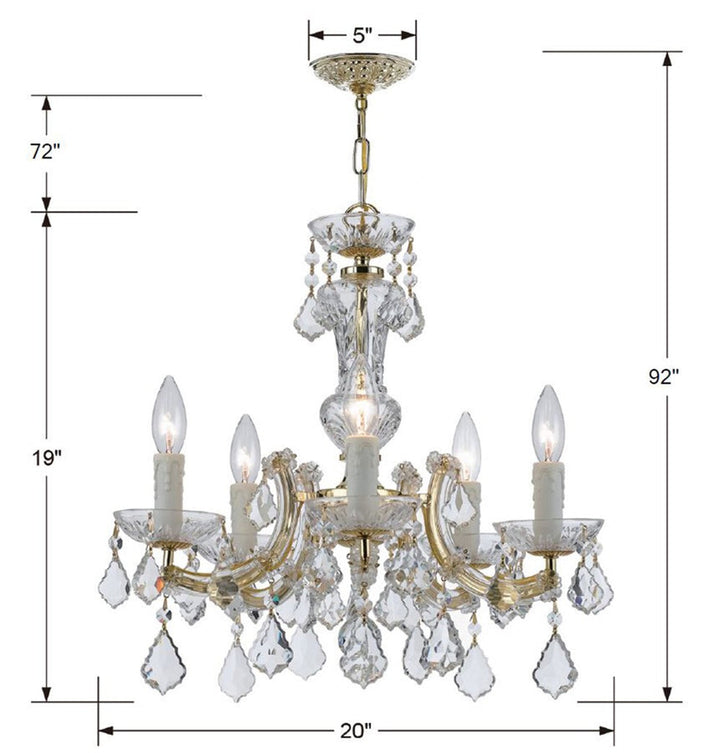 Crystorama Crystorama Maria Theresa 5 Light Swarovski Strass Crystal Gold Chandelier