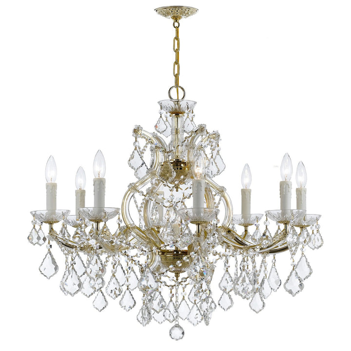 Crystorama Crystorama Maria Theresa 9 Light Hand Cut Crystal Gold Chandelier