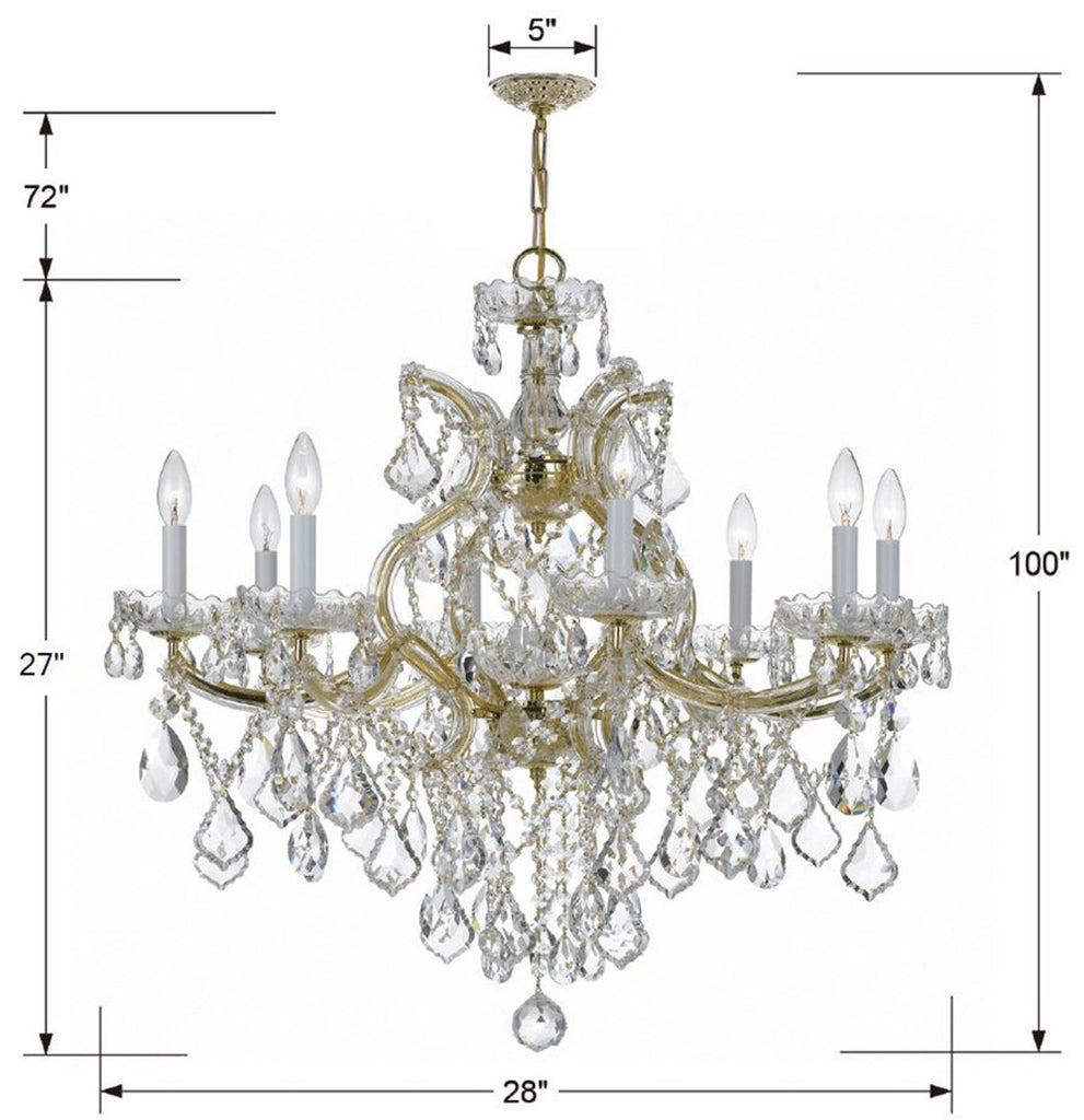 Crystorama Crystorama Maria Theresa 9 Light Spectra Crystal Gold Chandelier