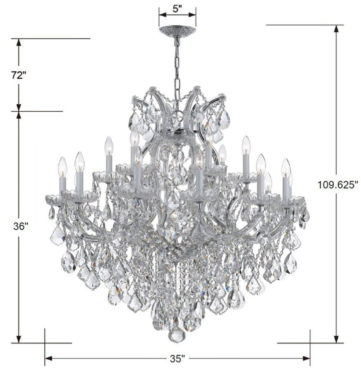 Crystorama Crystorama Maria Theresa 19 Light Clear Italian Crystal Polished Chrome Chandelier