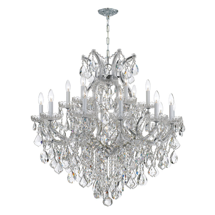 Crystorama Crystorama Maria Theresa 19 Light Clear Italian Crystal Polished Chrome Chandelier