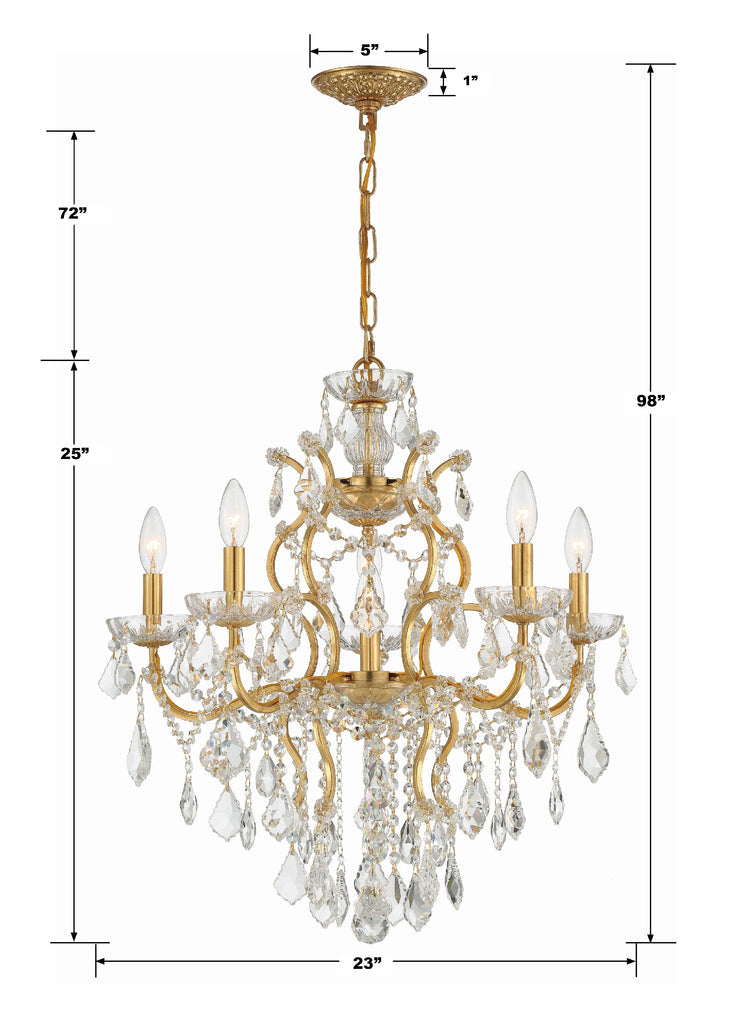 Crystorama Crystorama Filmore 6 Light Hand Cut Crystal Antique Gold Chandelier