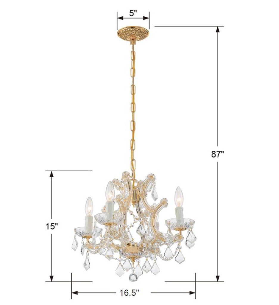 Crystorama Crystorama Maria Theresa 4 Light Spectra Crystal Gold Mini Chandelier