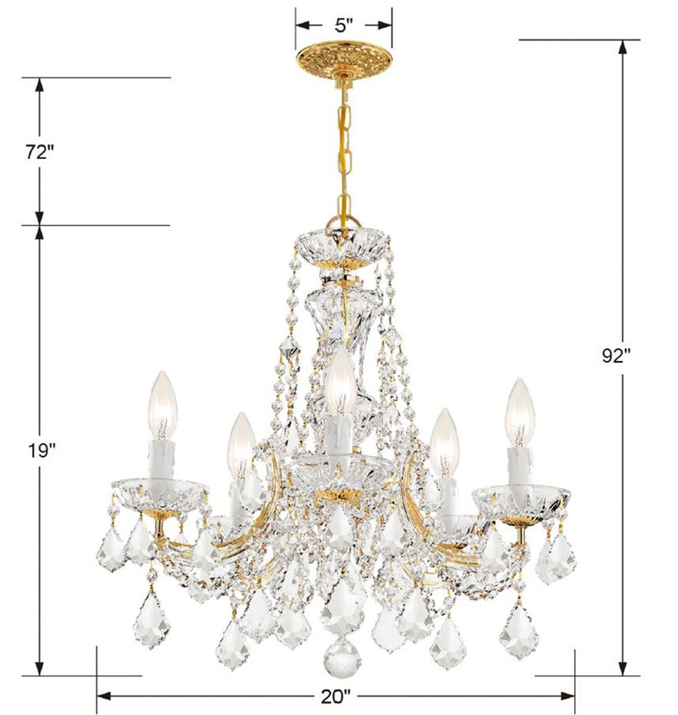 Crystorama Crystorama Maria Theresa 5 Light Swarovski Strass Crystal Gold Chandelier